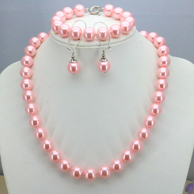 12 mm Ružové sklo perlový náhrdelník nastaviť náhrdelník 18