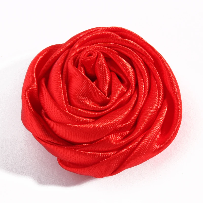 120pcs/veľa 5cm 20colors Novorodenca Ručné Valcované Satin Soft Rose Kvety Artifcial Pevné DIY Textílie Kvety Pre Deti Čelenky