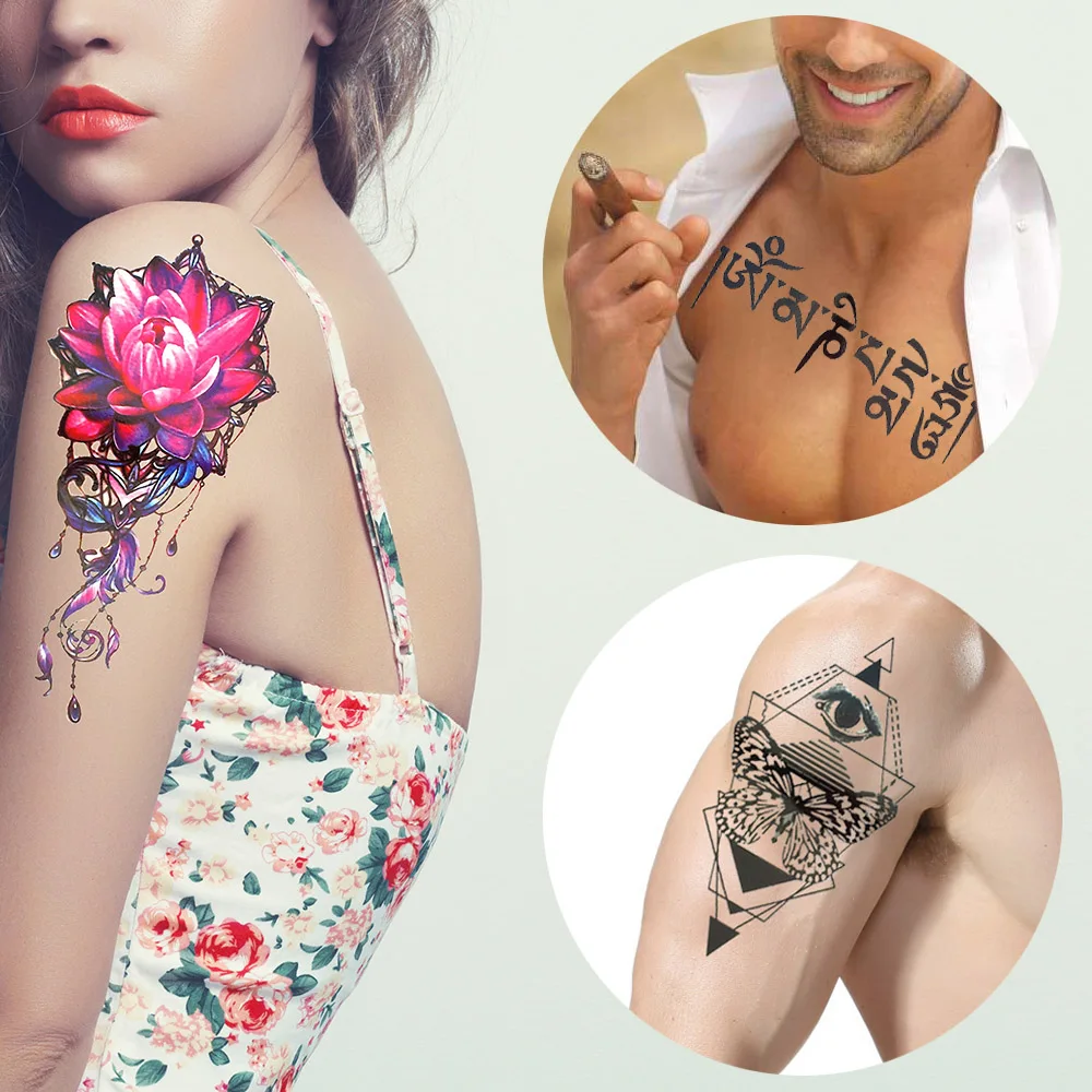 1PC Farebné Lotus dočasné tetovanie nepremokavé sexy ženy, body art farba falošné tetovanie na rameno rameno