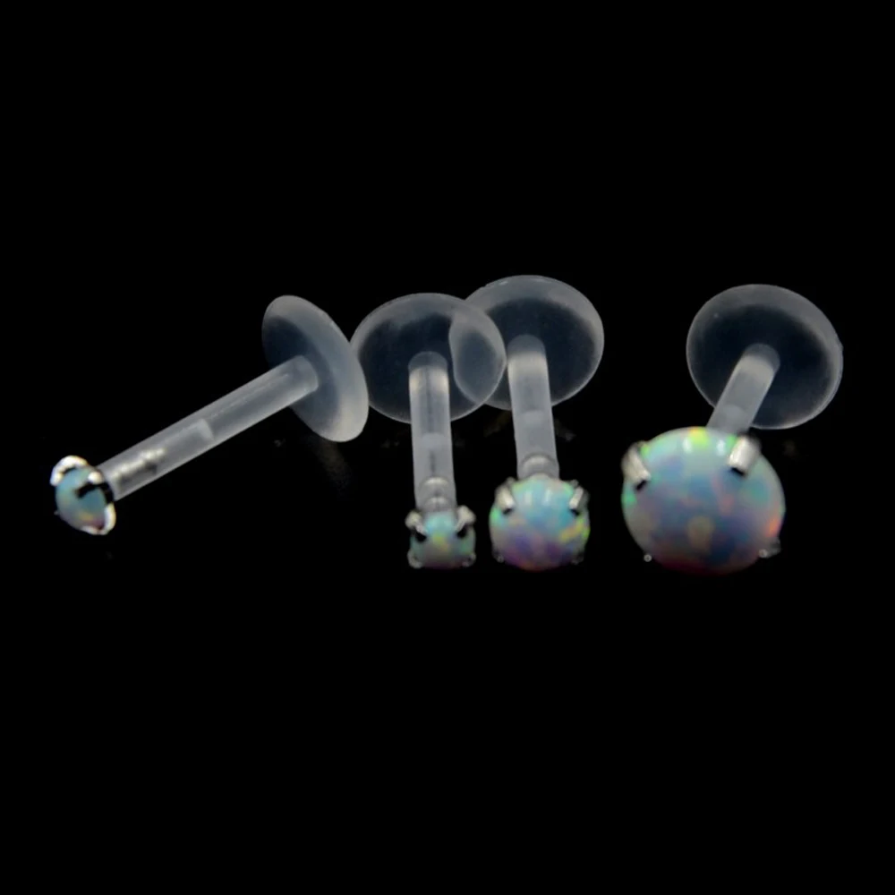 1Pc Kolík Nastavenie Opal Gem Tragus Chrupavky Flexibilné Bioplast Labret Monroe Prírubového Krúžku Piercing Šperkov