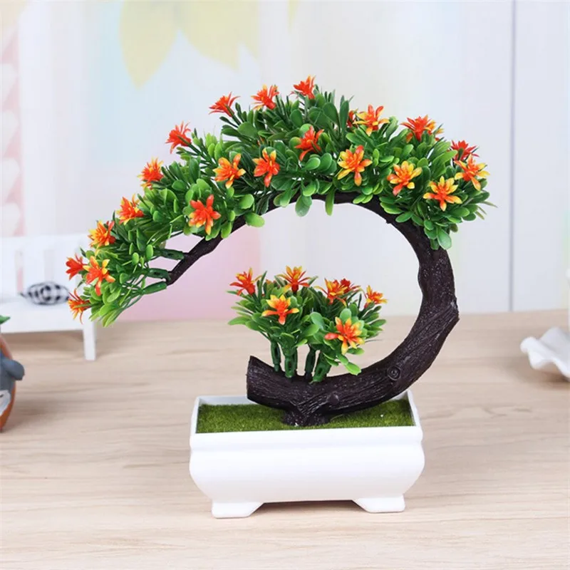 1pc Tvorivé vitajte Songhua simulácia bonsai dekorácie umelý kvet falošné zelená rastlina dekorácie, domáce dekorácie