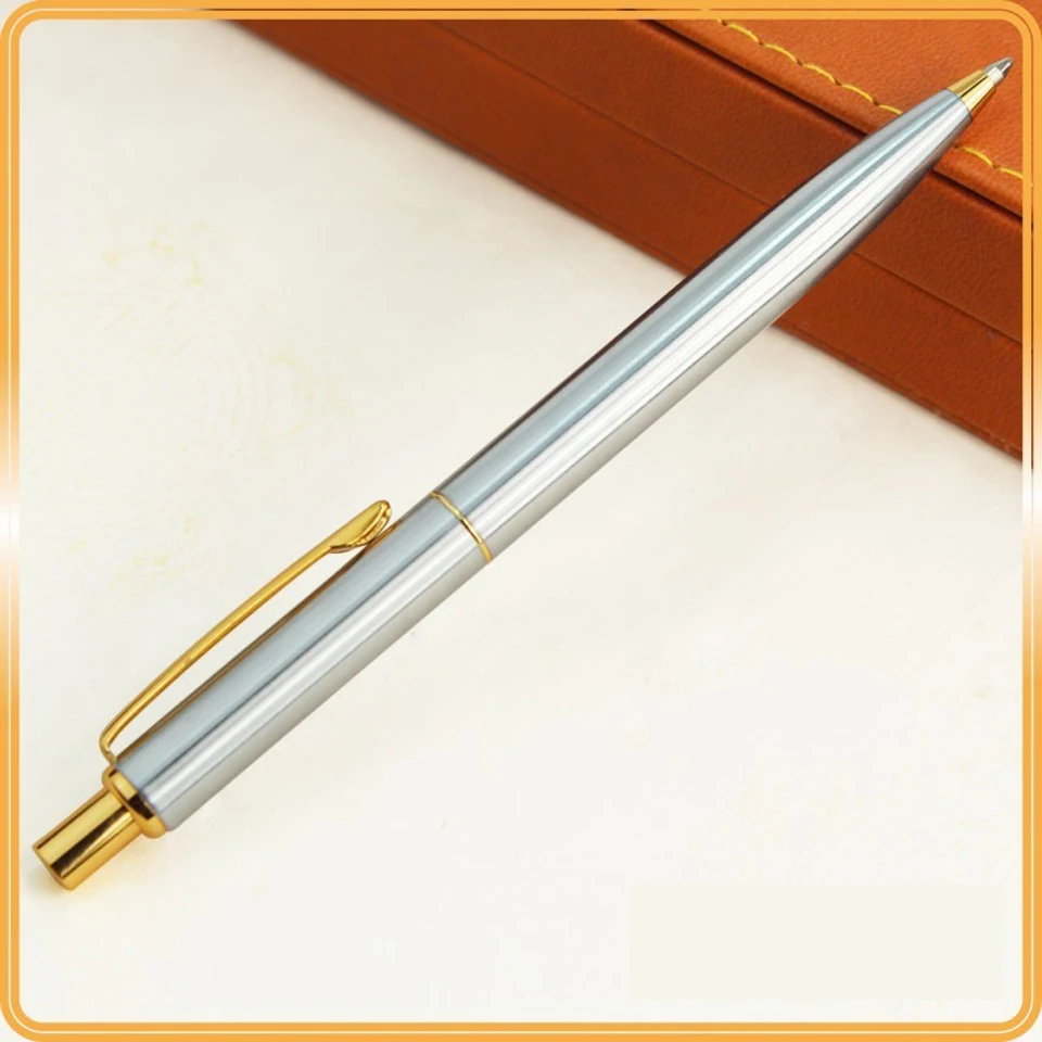 1PCS High-end Kovové Guľôčkové Pero Silver Gold a Black guličkové Pero, 0.7 mm Čierny Atrament Študent Dodávky Business Písanie Darček Pero