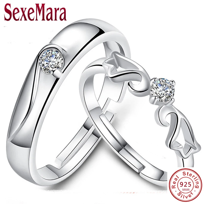2 ks 925 Sterling-Striebro-Šperky, Snubné Prstene pre Ženy/Mužov Simulované Crystal Krúžok Šperky Anel jz173 anillos mujer bague boho