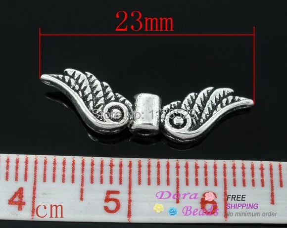 2016 Nové Módne Šperky Antique Silver Anjel Krídla Kúzlo Dištančné Korálky pre KUTILOV, šperky, takže 23x7mm (B05959) 50 Ks