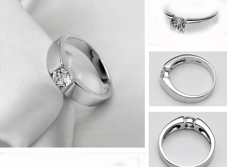 2017 hot predaj módnych lesklé CZ zirkón 30% strieborné pozlátené pánske prstene muž svadobné prst prsteň, šperky darček drop shipping