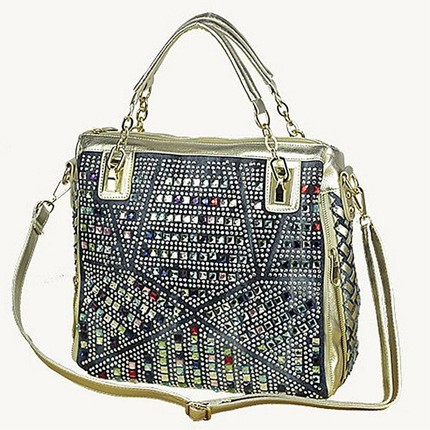 2017 módnej značky luxusná taška značkové kabelky vysokej kvality zlata diamante tkané denim tašky