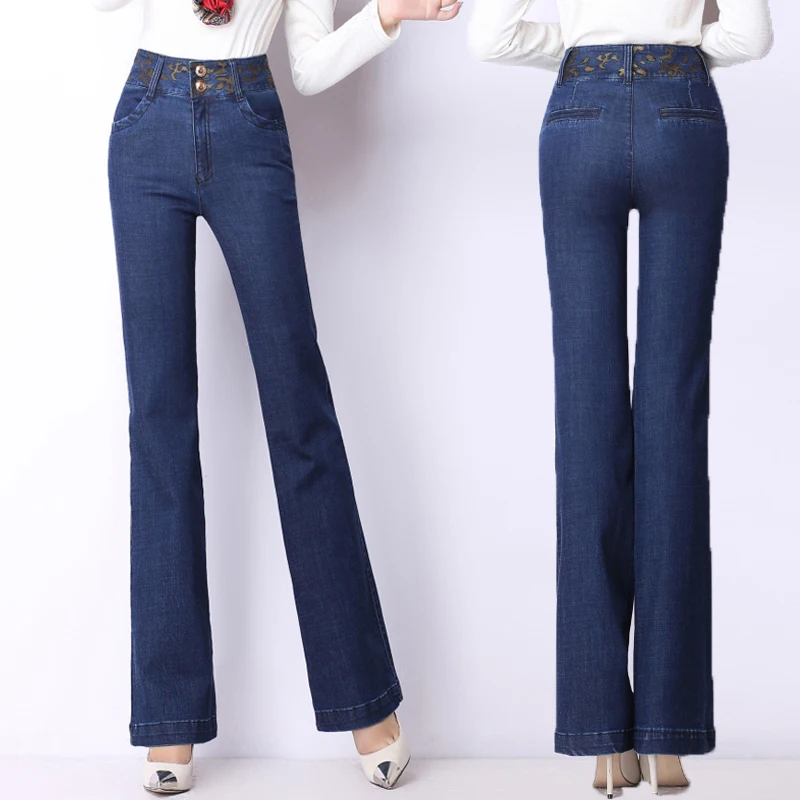 2017 na jar a na jeseň mikro reproduktor vysoký pás džínsy žena modrá módne nohavice Slim hip strečové nohavice A469