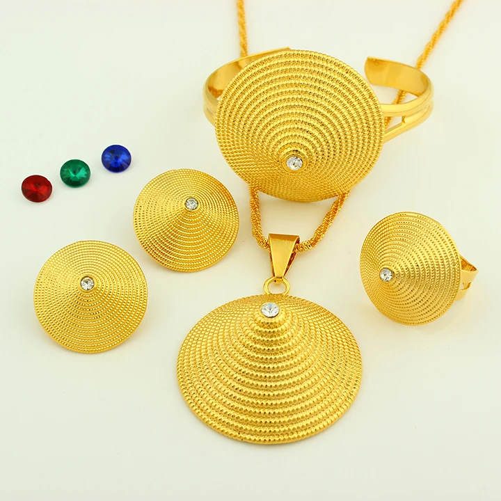 2017 Nové Etiópia Klobúk Šperky Vyhovovali zlatá farba Tri Farebné Africkej Etiópii Šperky Sady Pre Ženy