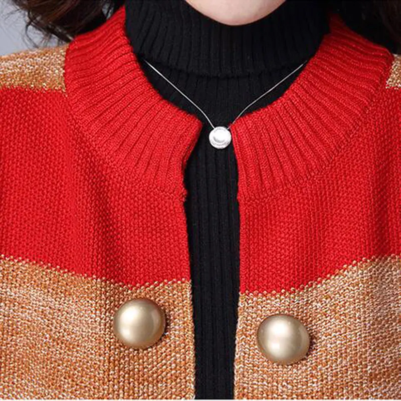 2017 nové jar a na jeseň dlho sectionplus veľkosť o-krku dlhým rukávom prúžok sveter ženy cashmere knitt cardigan sveter AE2081