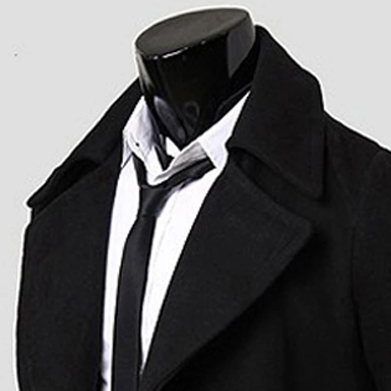 2017 nové Jesenné a Zimné štýl muži móda výkopu kabát móda voľný čas dvojité breasted pevné slim pánske vlnené zákopy srsti