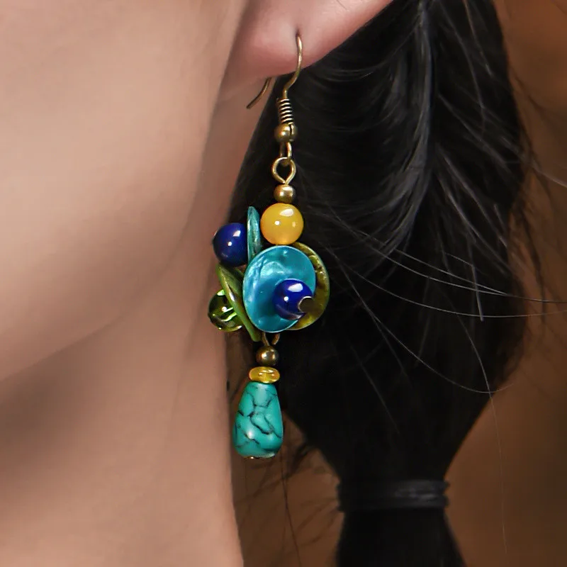 2017 Nových prírastkov ženy náušnice multicolor komponenty kolokačných krásne vintage šperky príslušenstvo drop náušnice darček D132