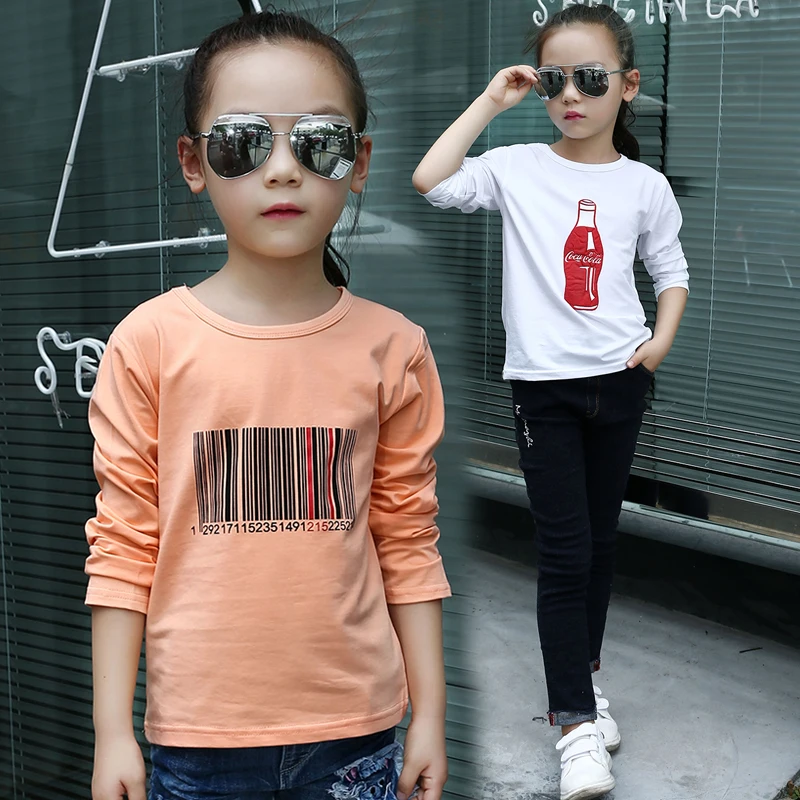 2018 detské oblečenie dievčatá t-shirts príčinné dlhý rukáv cottonthin dievča, t-shirts pre dievčatá, veľké deti tlačiť t-shirt topy