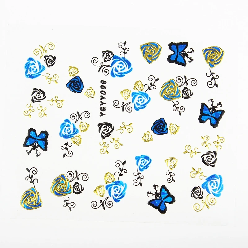24 Dizajn Kvet, Motýľ, 3D Nail Art Nálepky Krásy Letné Štýl Farebné Nechty, Manikúra Obtlačky Fólie Dekorácie Nástroje 2016