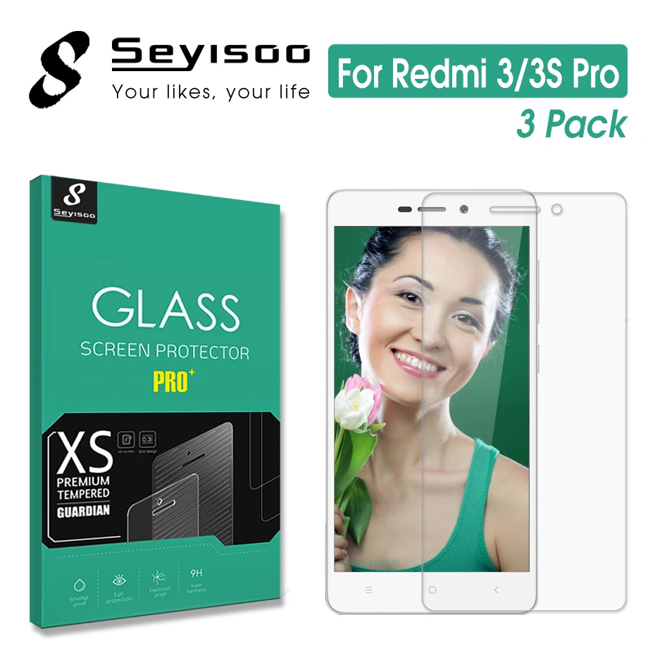 [3 Pack] Originálne Seyisoo 2.5 D Sklo Tvrdené Screen Protector Film Pre Xiao Redmi 3 Pro 3S 3X Xiomi Redmi3 S X Redmi3S