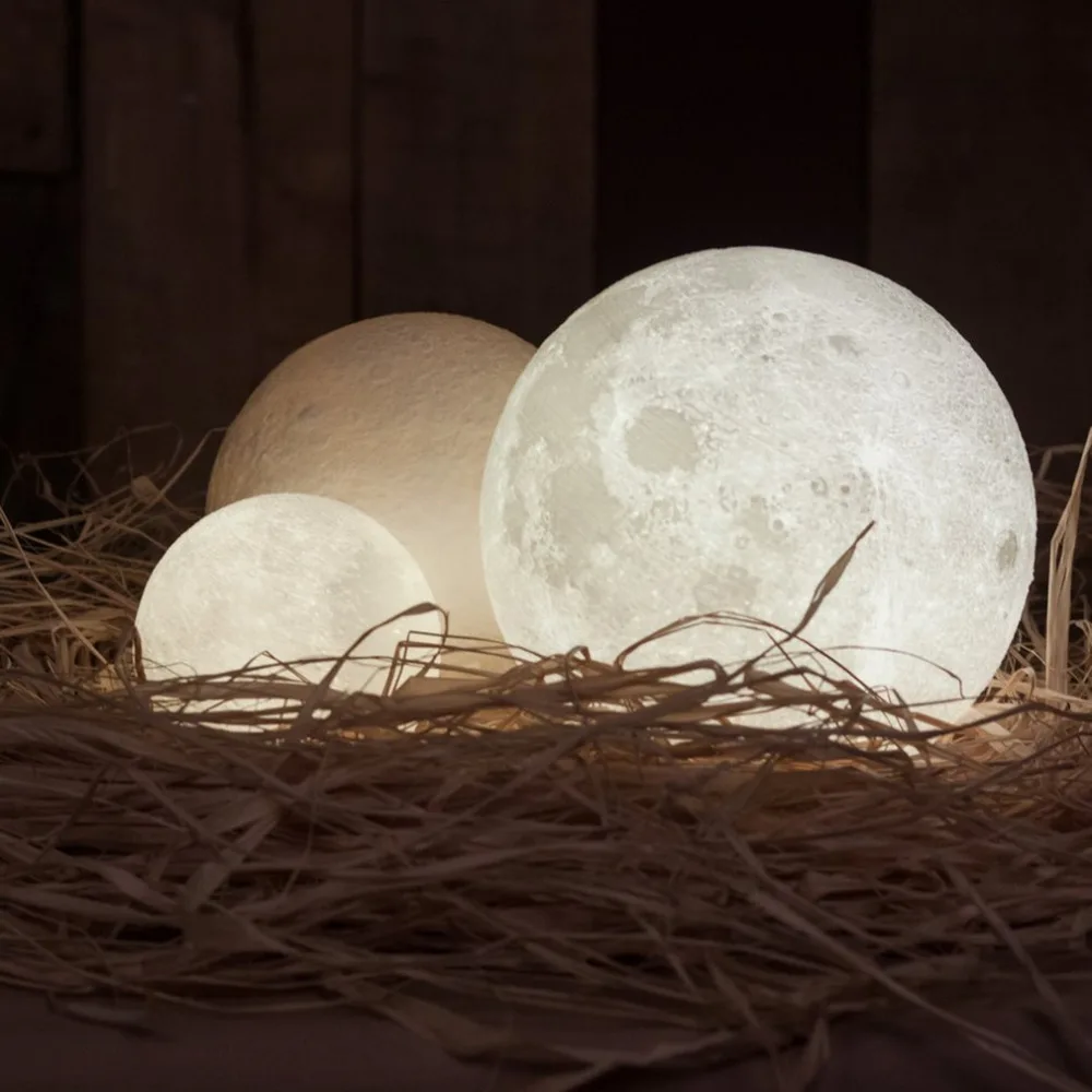 3D Čarovný Mesiac LED Nočné Svetlo Moonlight Stolná Lampa USB Nabíjateľné 3 Farby Svetla Plynulou pre Domáce Dekorácie Vianočné výzdoba