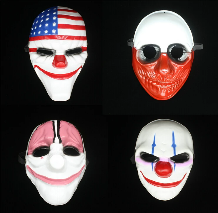 4pcs Halloween Cosplay Payday 2 Maska Dallas/Vlk/Reťaze/Hoxton Horor Pílou Klaun Maškaráda Maska Antifaz Mascara Carnaval