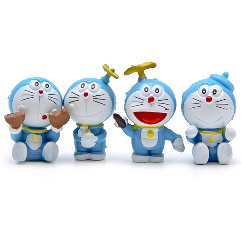 4pcs/veľa Roztomilý Doraemon Údaje Hračky Mini Doraemon Klasické PVC Akcie Obrázok Hračky Micro Krajiny Zber Model Hračky, Dekorácie