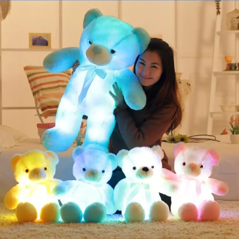 50 Tvorivé rozsvieti LED macko Vypchaté Zvieratá Plyšové Hračky Farebné Žiariace macko Vianočný Darček pre Deti
