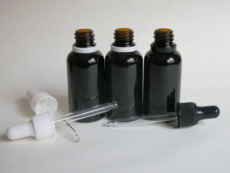 50pcs 30ml prázdne čierne sklo esenciálny olej, fľaša s tamper zrejmé, kvapkadla, 30 ml sklenené fľaše s plastovým kvapkadla