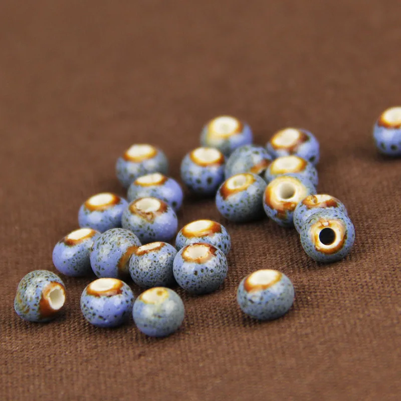 50pcs/veľa Handmade Ceramics Korálky Multi Farby 6mm Kolo Porcelánu Dištančné Korálky s 2,5 mm Veľký Otvor na Európskej DIY Šperky