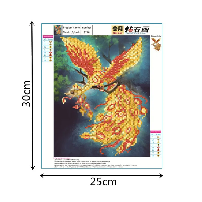5D DIY Diamond Maľovanie Cross Stitch Zvieratá Phoenix Kolo Mozaiky Diamond Výšivky Farba Vták Vyšívanie Vzorov Drahokamu