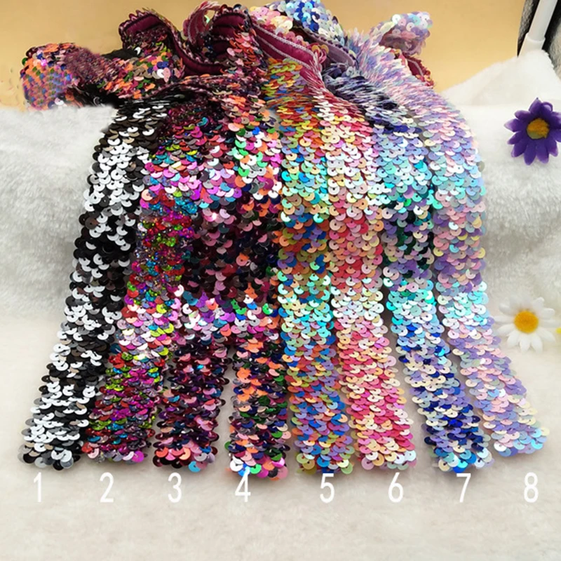 5Yards 3 cm Sequin Elastické Strech Čipky Textílie Kapela Pás Pásky Šiť Na Oblečenie Tanečné Šaty Zdobiť Príslušenstvo 8 farbu môžete vybrať
