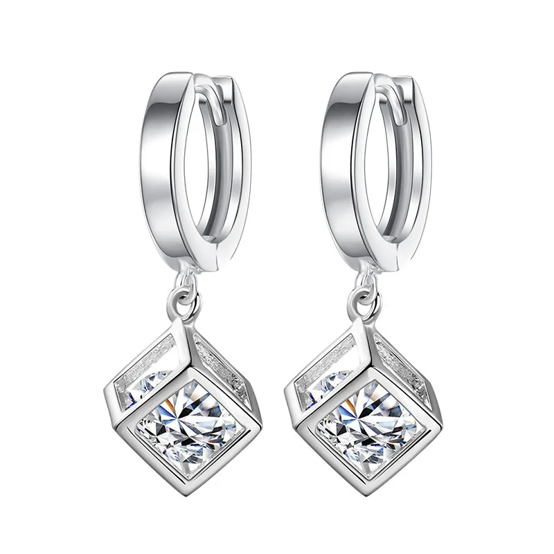 925 sterling silver fashion square crystal dámske'stud náušnice ženy ženy darček k narodeninám veľkoobchod drop shipping lacné
