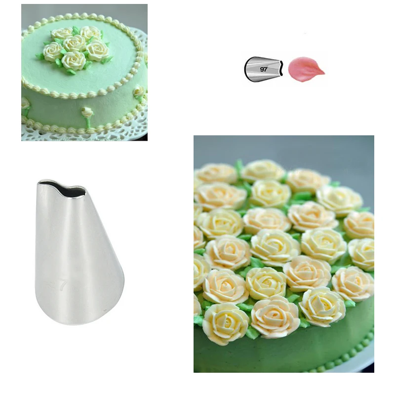 #97 rose potrubia Kovové dýzy Hladký povrch zdobenie Tipy cupcake súpravy cukrár Fondant Nástroj KH086
