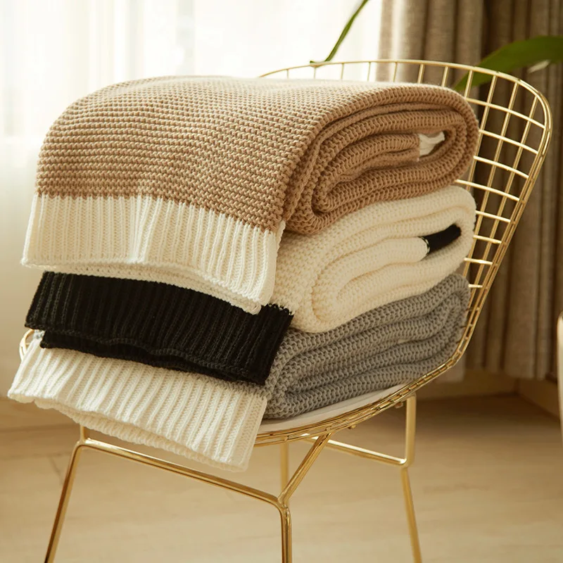 Akryl deka na posteľ, gauč biela čierna hrubé pletené zimné prikrývky postelí hodiť prikrývky na postele Darček 150*200 cm
