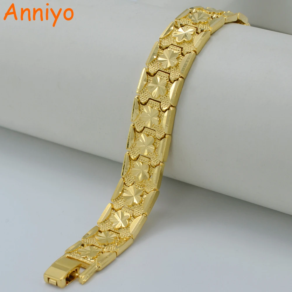 Anniyo 18.5 CM Kvet Náramok Pre Ženy, Zlatá Farba Mosadz Náramok Trendy Strane Reťazca Etiópskej Šperky Afrike Darček #001707