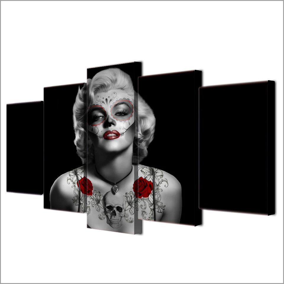 ArtSailing 5 Kusov Plátna Obrazov Deň Mŕtvych Marilyn Monroe Obývacia Izba Domova Wall Art Print Plátno Umenie ny-2891
