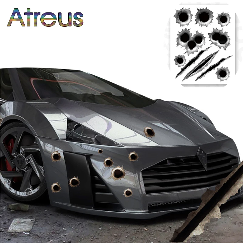 Atreus 3D Nálepky, Auto-Styling Bullet Hole na vozidlo Fiat 500 Abarth Punto Suzuki Swift SX4 Audi A4 B6 B7 B5, A6 C5 C6 O5 A5 Q7, TT A1