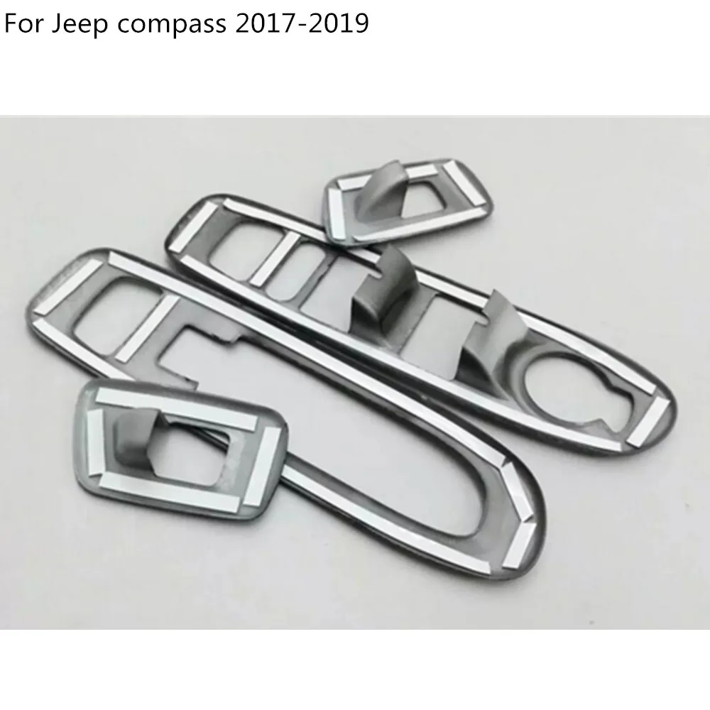 Auto orgán tvarovania účesu opierkou Zábradlie, vnútorné dvere, Okno, sklo prepnúť panel kryt výbava rám 4pcs Pre Jeep compass 2017 2018 2019