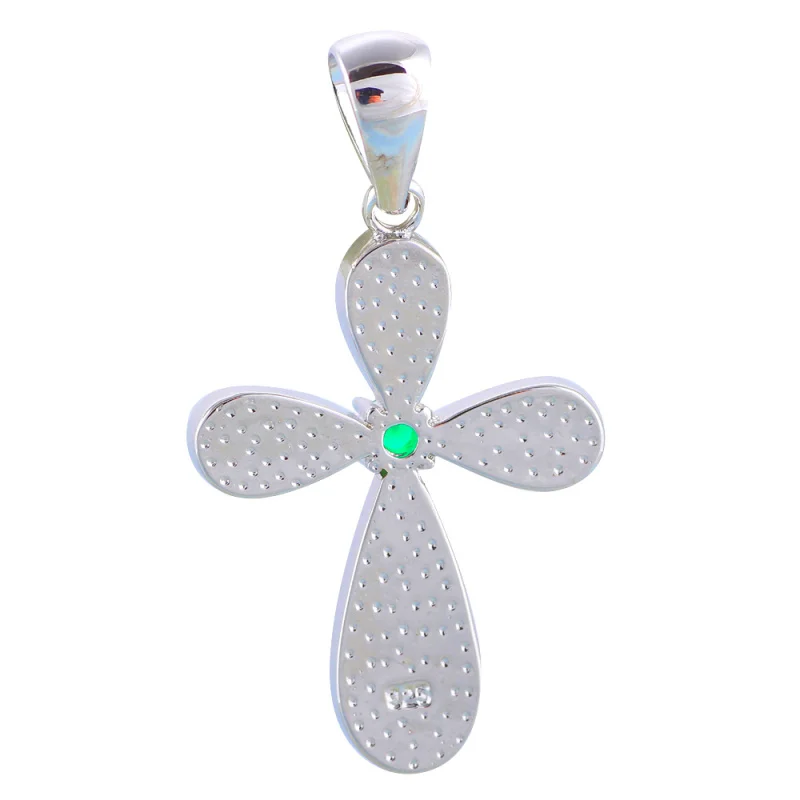 Ayowei Populárne Kríž Dizajn Krásnej Zelenej Fire Opal 925 Silver Peridot Náhrdelník Prívesky Módne Šperky pre Ženy OP692A