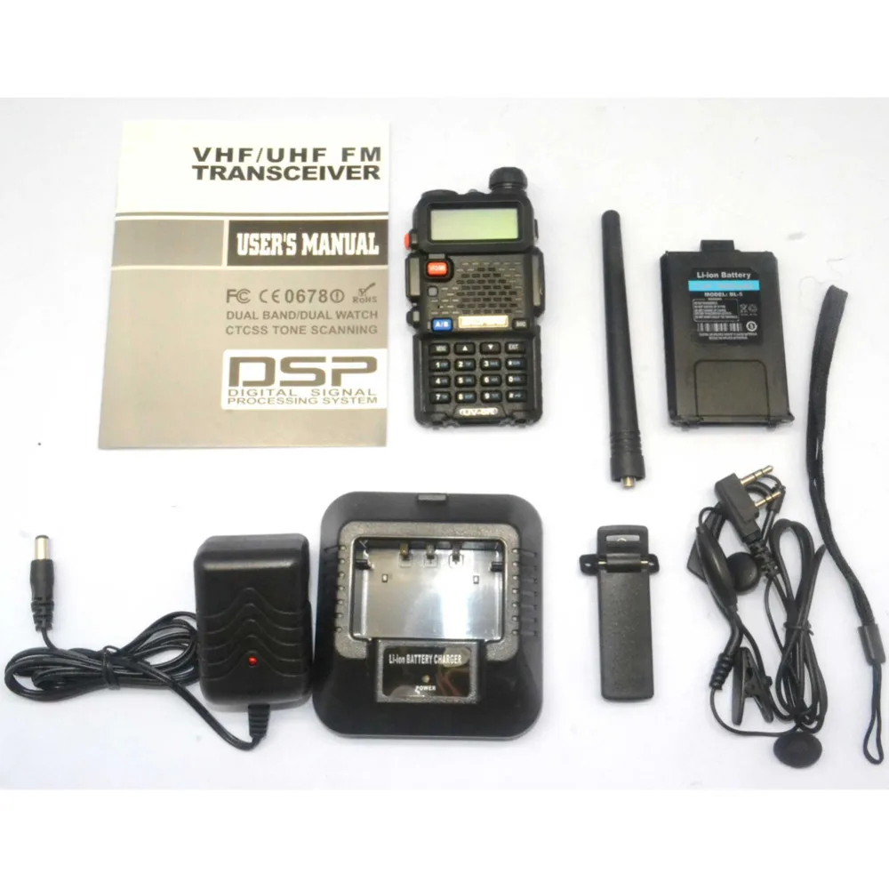 BaoFeng UV-5R VHF/UHF136-174Mhz&400-520Mhz Walkie Talkie +Nabíjačka do Auta+Batéria Prípade Šikovný Lov Rádio Prijímač S Headfone