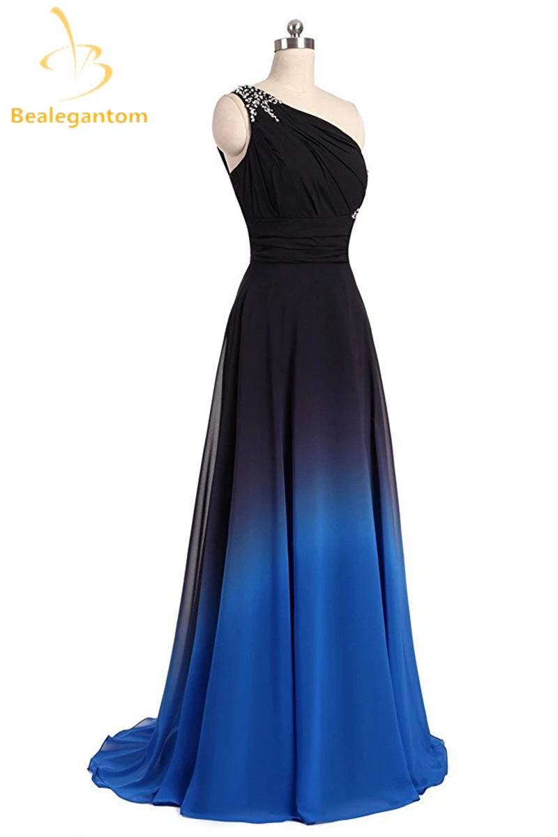 Bealegantom Rameno Čierna Modrá Ombre Prom Šaty 2018 S Šifón Plus Veľkosť Večer Party Šaty Vestido Longo QA1078
