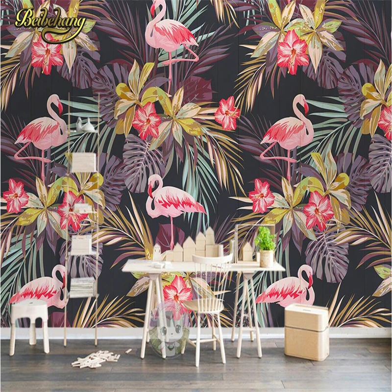 Beibehang Flamingo Tropických Rastlín, foto tapety 3D stenu papier Cafe stena papier nástenné maľby pre obývacia izba abstraktných kontakt