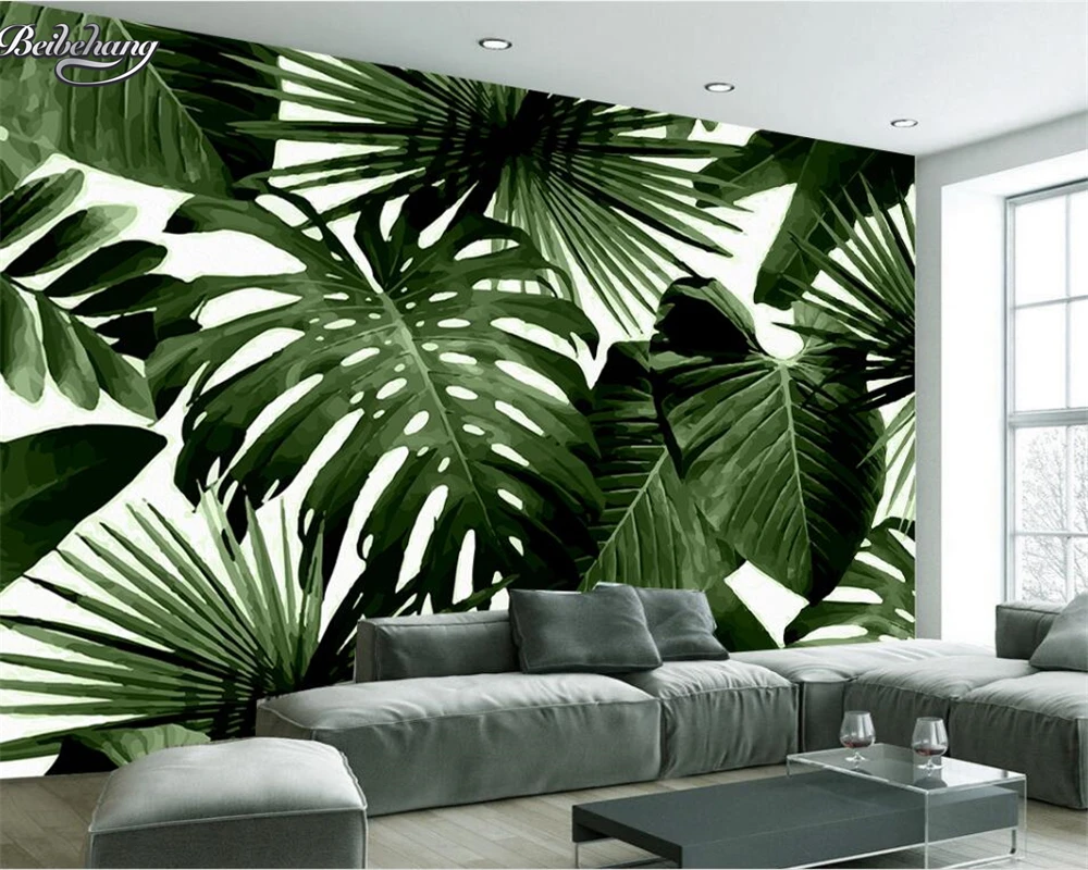 Beibehang Moderné vlastné 3D tapeta tropických dažďových lesov palm banán leaf 3D obývacia izba pozadí nástenné maľby, tapety