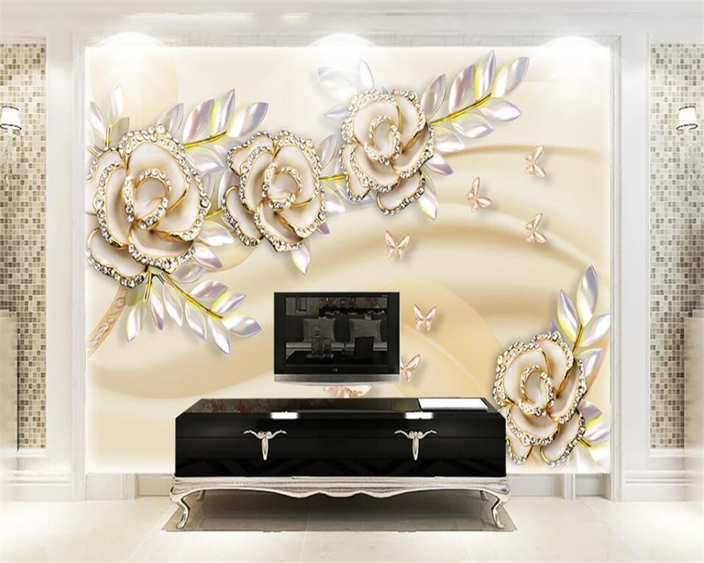 Beibehang tapety na steny 3 d 3d fashion vysokej módy Európskej golden rose listy foto nástennú maľbu, tapety abstraktných de parede