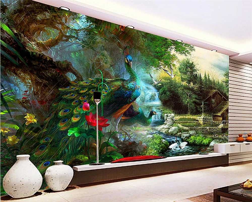 Beibehang vlastnú tapetu páva 3D photo nástennú maľbu, tapety, spálne, obývacia izba tapety na steny 3 d abstraktných de parede
