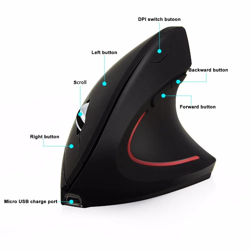Bezdrôtová Optická Myš Ergonomický Vertikálne Myši 800/1200/1600 DPI Počítačovej Myši Gaming Mouse sem fio pre Notebook PC Gamer Mause