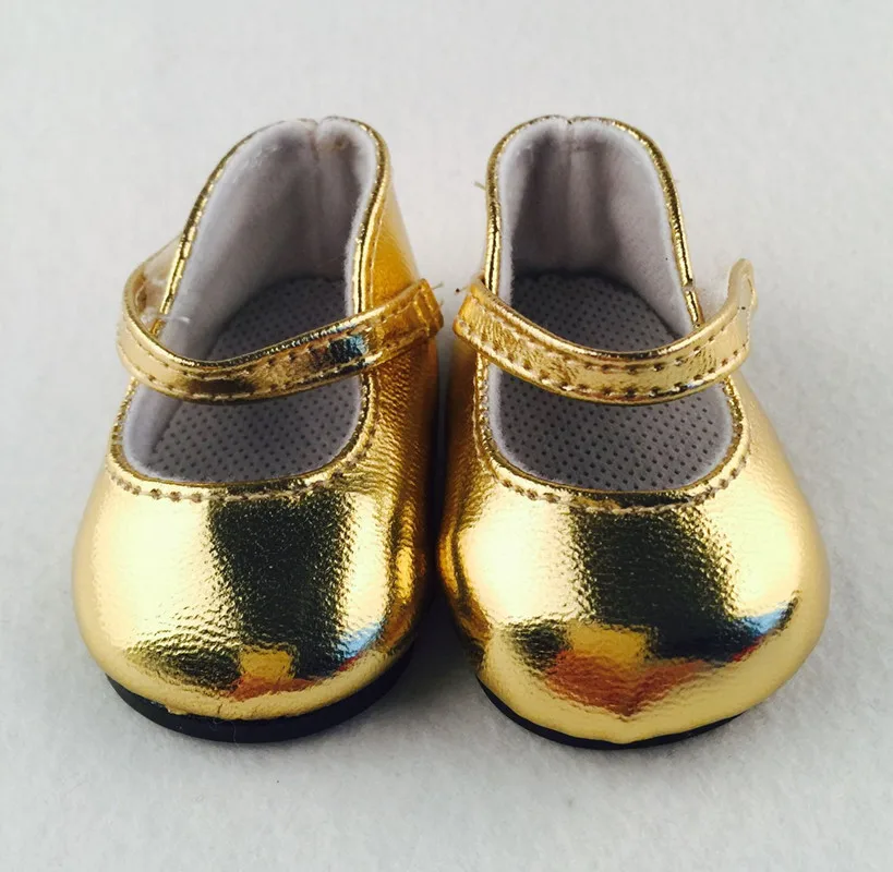 Bábika topánky ,Zlaté kožené bábika topánky pre 18