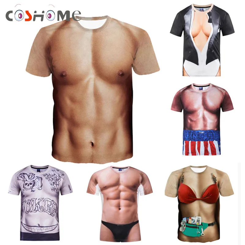 Coshome Funny Svalová T Shirt Pre Mužov, Ženy, 3D Grafika Tričko Fitness T-shirts 2018 Módne Oblečenie Letné Tričká Topy