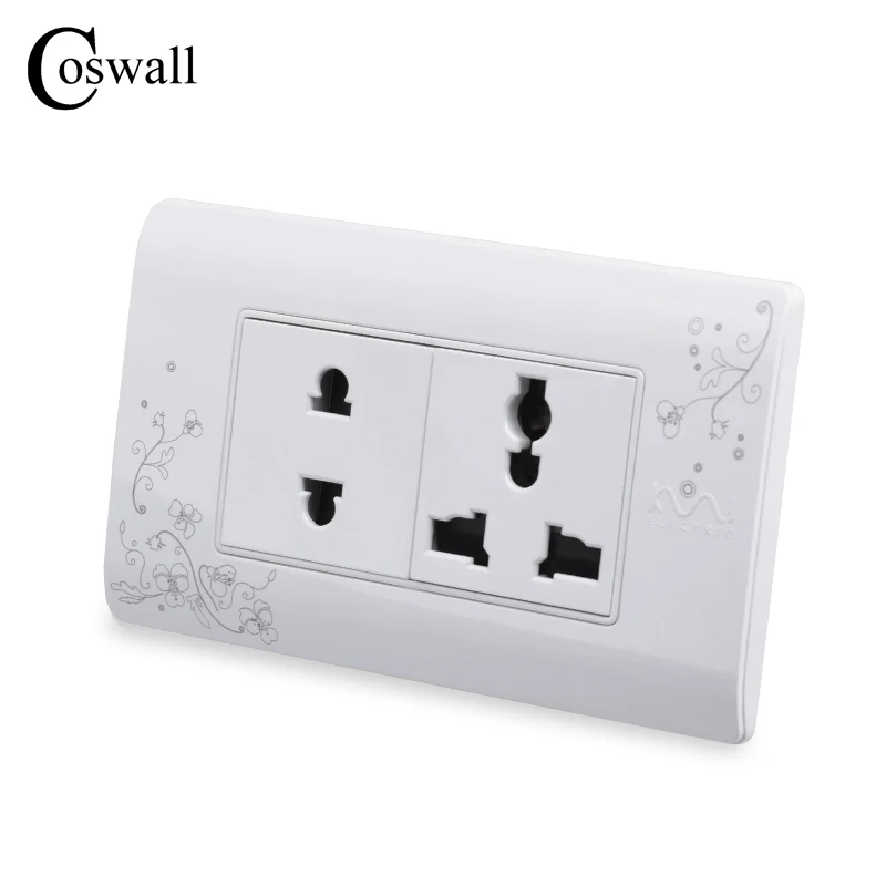 COSWALL Universal Plug Jednoduchý Štýl Stenu Elektrické Zásuvky Multi-function 5 Diera Zásuvky S Dieťaťom Ochranné Dvere