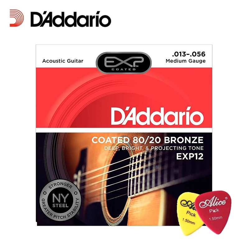 D ' Addario EXP12 s NY Ocele 80/20 Bronze Akustická Gitara, Struny, Potiahnuté Médium, 13-56 Daddario Gitara String(S 2ks tipov)