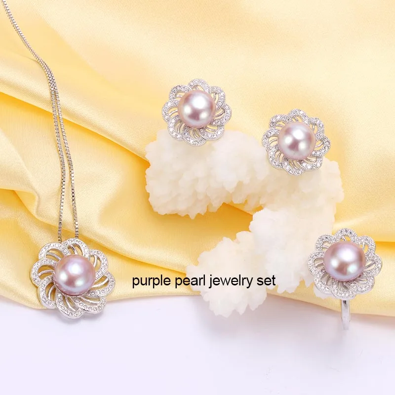 Dainashi nové sladkovodné perly šperky súpravy s perlový náhrdelník pearl nastaviteľné krúžky pearl náušnice z 925 sterling silver