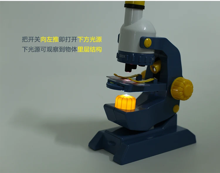 Deti Hračky 100X 400X Zoom, 1200X Osvetlené Monokulárne Plastové Biologický Mikroskop pre Dieťa Narodeniny Vedeckých Darček