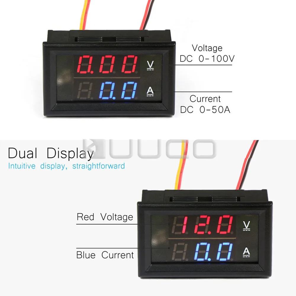 Digitálny Tester DC 0 ~100V/100A, Napätie Prúd Meter DC 12V 24V Voltmeter Ammeter 2v1 Digitálny Panel Meter S Odolným Shunt