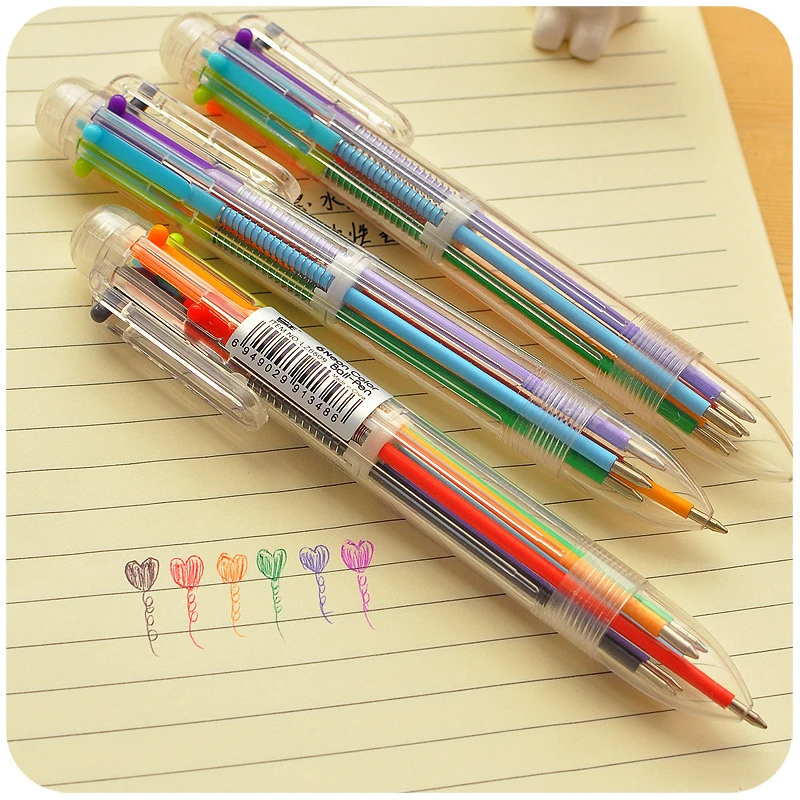 DL Kórea kreatívne grafické efekty roztomilý multicolor pero transparentné multifunkčné stlačte farebné pero rod 6 core office študent dodávky