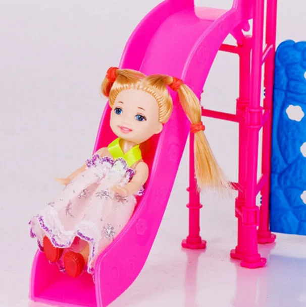 Doll House Plastové Bábiky Zábavný Park List Swing Príslušenstvo pre Bábiku Barbie Girl) Play Dom Predstierať, že Strana Dary